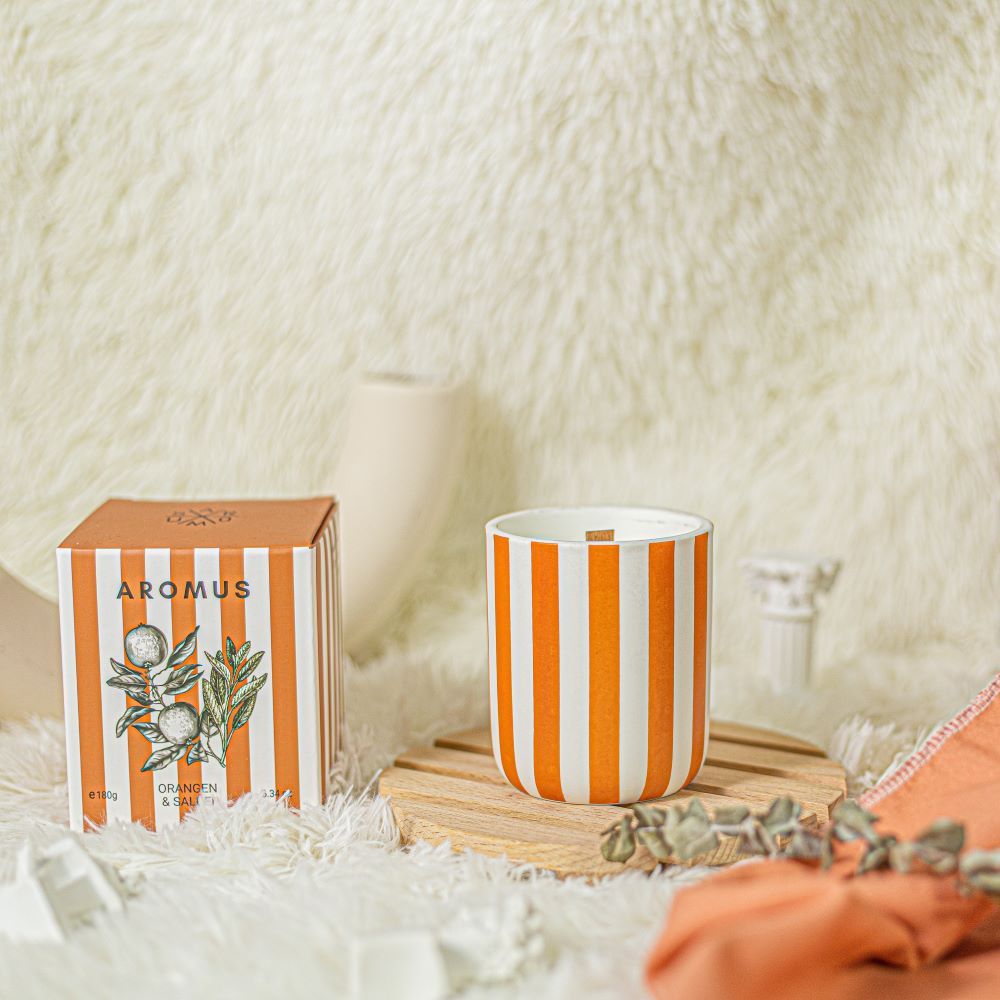 Duftkerze mit Holzdocht Orangen & Salbei